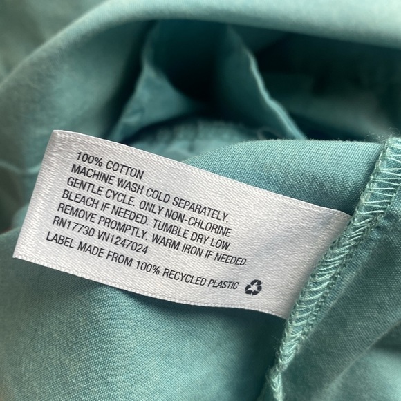 Ava & Viv Tiered Dress Tie Back Balloon Sleeve A Line Acid Wash Green Size 1X - Picture 11 of 14